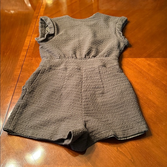 Express Green Textured Button Front Romper - Picture 4 of 4